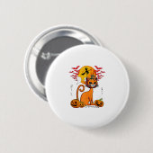 Cat Carved Pumpkin Horror Head Halloween Owner Lov Button (Vorne & Hinten)