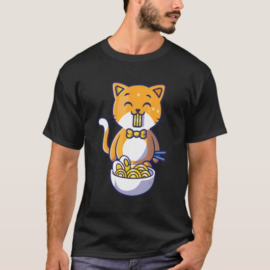 Cat Cat Eating Spaghetti Cat Quotes T-Shirt (Vorderseite)