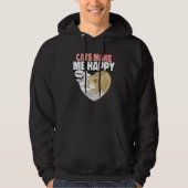Cat Cat make me happy Cute cats cuddling in heart Hoodie (Vorderseite)