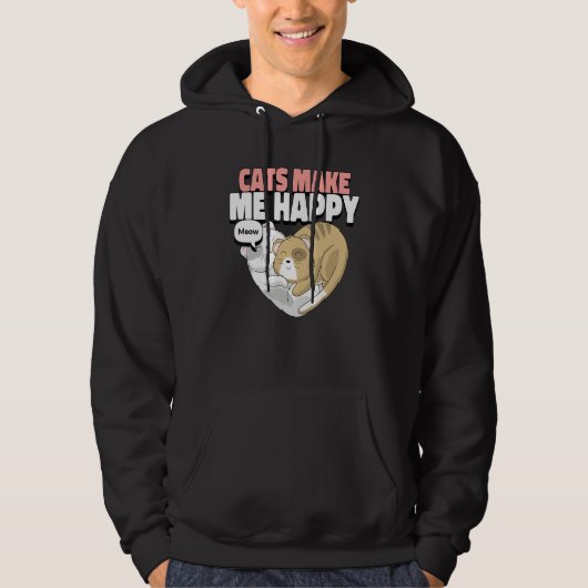 Cat Cat make me happy Cute cats cuddling in heart Hoodie (Vorderseite)
