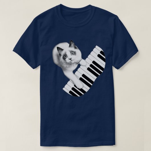 Cat Cat Playing Piano T-Shirt (Design vorne)