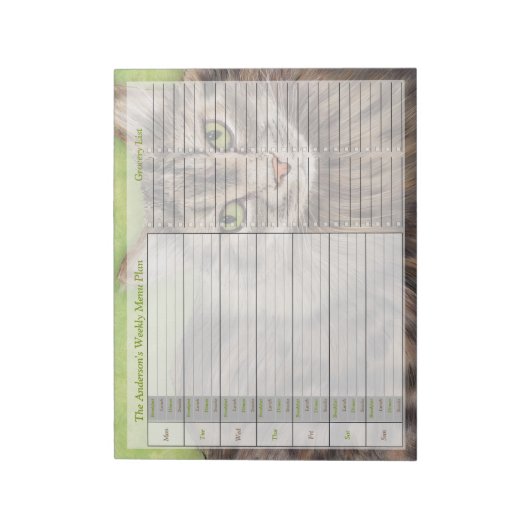 Cat Cat Weekly Personalisiert Menu Plan Notepad Notizblock (Rotiert)