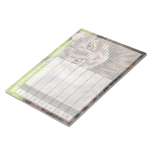 Cat Cat Weekly Personalisiert Menu Plan Notepad Notizblock (angewinkelt)
