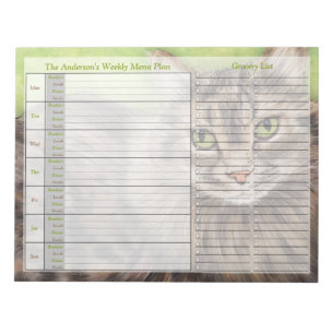 Cat Cat Weekly Personalisiert Menu Plan Notepad Notizblock