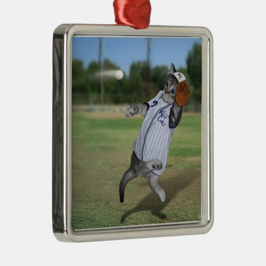 Cat Catcher im Outfield! Ornament Aus Metall (Rechts)