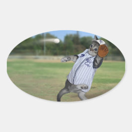Cat Catcher im Outfield! Ovaler Aufkleber