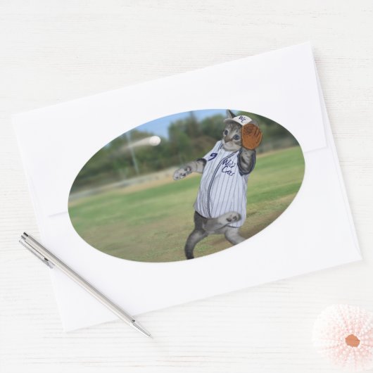 Cat Catcher im Outfield! Ovaler Aufkleber (Umschlag)