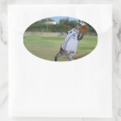Cat Catcher im Outfield! Ovaler Aufkleber (Tasche)