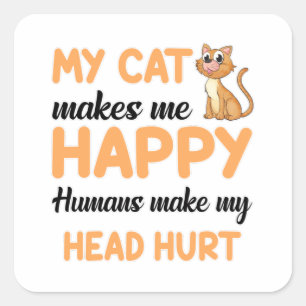 Cat Cats Cat Lover Pet Kitten Animal Funny Gift Quadratischer Aufkleber
