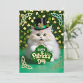 Cat Celebrating St Patricks Day Save The Date (Stehend Vorderseite)