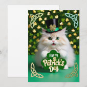 Cat Celebrating St Patricks Day Save The Date (Vorne/Hinten)