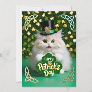 Cat Celebrating St Patricks Day Save The Date