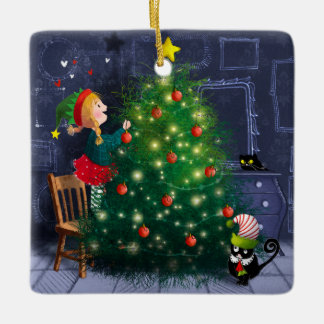 Cat Chaos Christmas Keramikornament