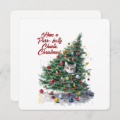 Cat Chaos Weihnachtsbaum Design Wasserfarbe Einladung (Vorne/Hinten)