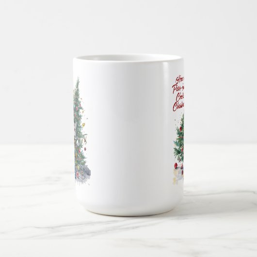Cat Chaos Weihnachtsbaum Design Wasserfarbe Kaffeetasse (Mittel)