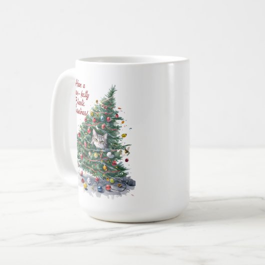 Cat Chaos Weihnachtsbaum Design Wasserfarbe Kaffeetasse (Vorderseite Links)