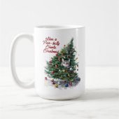 Cat Chaos Weihnachtsbaum Design Wasserfarbe Kaffeetasse (Links)