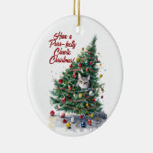 Cat Chaos Weihnachtsbaum Design Wasserfarbe Keramik Ornament (Rechts)