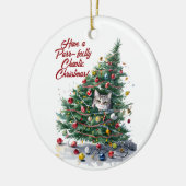 Cat Chaos Weihnachtsbaum Design Wasserfarbe Keramik Ornament (Links)