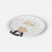 Cat Cheers to 2026 New Year Pappteller (Schrägansicht)