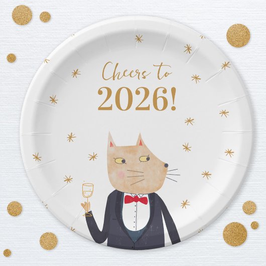 Cat Cheers to 2026 New Year Pappteller