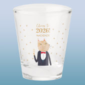 Cat Cheers to 2026 New Year Personalized Name Schnapsglas