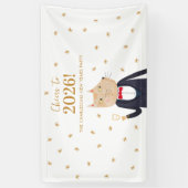 Cat Cheers to 2026 New Year Personalized Party Banner (Vertikal)
