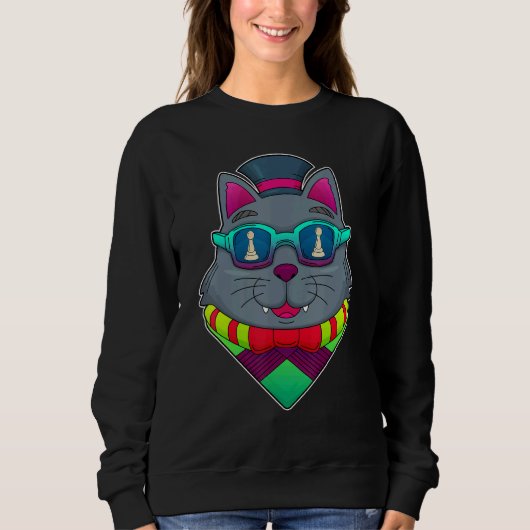 Cat Chess pieces Chess Board game Sweatshirt (Vorderseite)