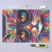 Cat Chic: Farbenfrohe Pop Kunst Katze in Sonnenbri Seidenpapier (Handwerk)