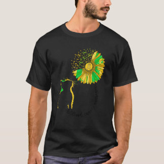 Cat Childhood Cancer Awareness Month Ribbon Sunflo T-Shirt