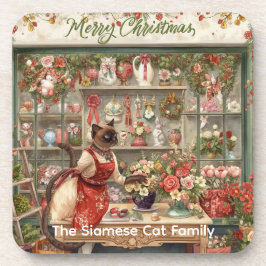 Cat Christmas Blume durch Blumenpapier Getränkeuntersetzer