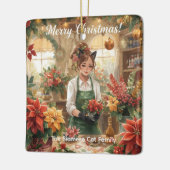 Cat Christmas Blume durch Blumenpapier Keramikornament (Links)