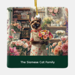 Cat Christmas Blume durch Blumenpapier Keramikornament