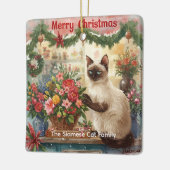 Cat Christmas Blume durch Blumenpapier Keramikornament (Links)