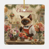 Cat Christmas Blume durch Blumenpapier Keramikornament (Rückseite)