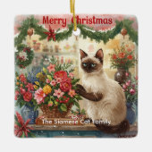 Cat Christmas Blume durch Blumenpapier Keramikornament (Vorderseite)
