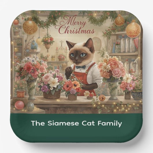 Cat Christmas Blume durch Blumenpapier Pappteller (Vorderseite)