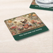 Cat Christmas Blume durch Blumenpapier Rechteckiger Pappuntersetzer (angewinkelt)