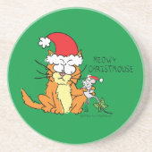 Cat Christmas Funny Cartoon Niedlich Mouse Getränkeuntersetzer (Vorne)