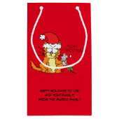 Cat Christmas Funny Cartoon Niedlich Mouse Kleine Geschenktüte (Rückseite)