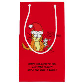 Cat Christmas Funny Cartoon Niedlich Mouse Kleine Geschenktüte (Vorderseite)
