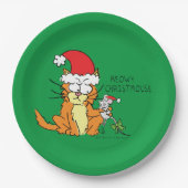 Cat Christmas Funny Cartoon Niedlich Mouse Pappteller (Vorderseite)