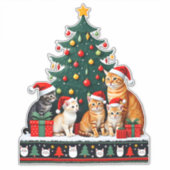 Cat Christmas Funny Ugly Women Men Merry Gift (5) Aufkleber (Vorderseite)