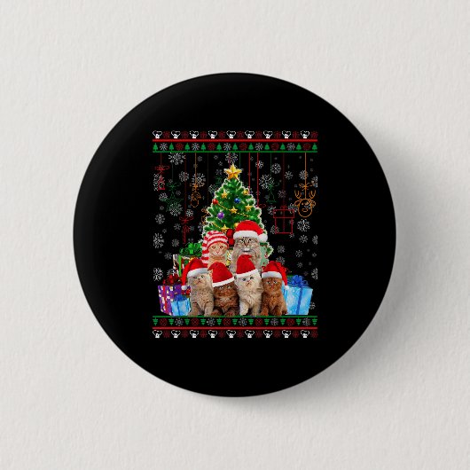 Cat Christmas Funny Ugly Women Men Merry Gift  Button (Vorderseite)