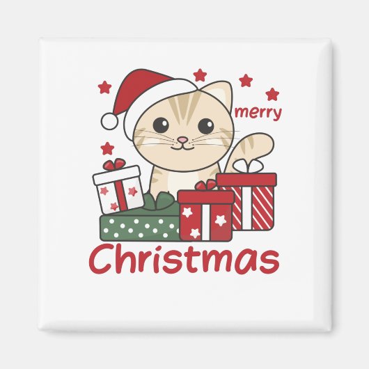 Cat Christmas Gift Winter Animals Cats Magnet (Vorne)