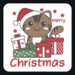 Cat Christmas Gift Winter Animals Cats Quadratischer Aufkleber<br><div class="desc">Merry Christmas. Die Cat at Christmas as in Christmas greeting. Funny animals with ohrs for the holidays. In Sweet Christmas Greeting. Cats are cute animals and perfect for Christmas.</div>