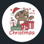 Cat Christmas Gift Winter Animals Cats Runder Aufkleber<br><div class="desc">Merry Christmas. Die Cat at Christmas as in Christmas greeting. Funny animals with ohrs for the holidays. In Sweet Christmas Greeting. Cats are cute animals and perfect for Christmas.</div>