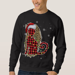 Cat Christmas Leopard Buffalo Kariert Red Weihnach Sweatshirt