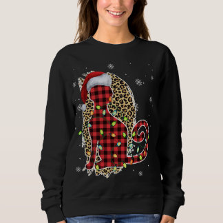Cat Christmas Leopard Buffalo Kariert Red Weihnach Sweatshirt