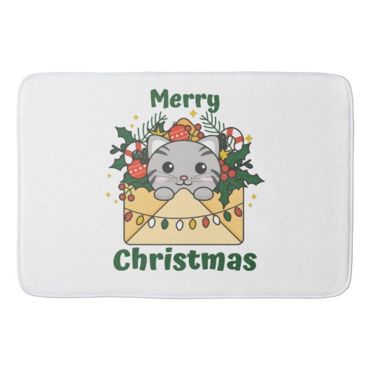 Cat Christmas Letter Winter Animals Cats Badematte (Vorderseite)